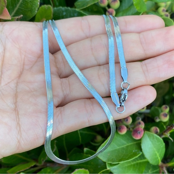 Men's  Woman’s Flat Snake Link Stainless Steel Chain Necklace Jewelry Unisex - Picture 10 of 10